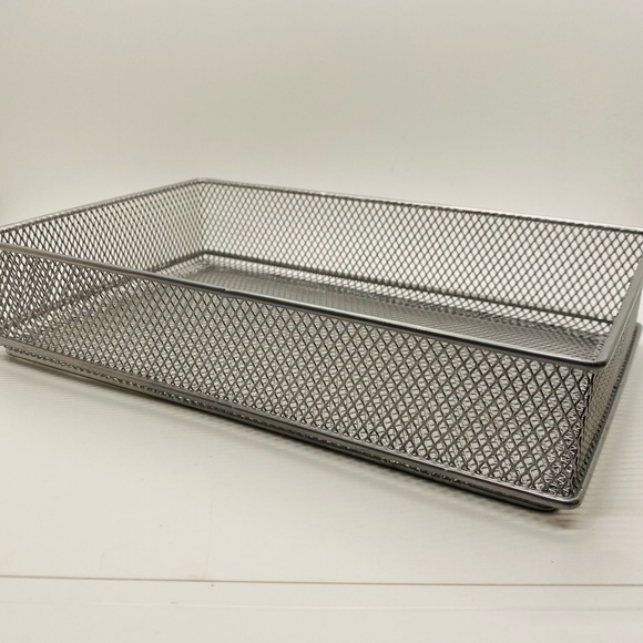 NWOT YBM  Home Silver Mesh Organizer Bin School Supplies Office Desktop 6x9x2 - Picture 8 of 8